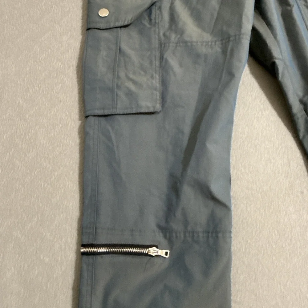 Vintage Pants Mens Large Cargo‎ Combat Nylon IRIDESCENT Zip Pockets Y2K Rave